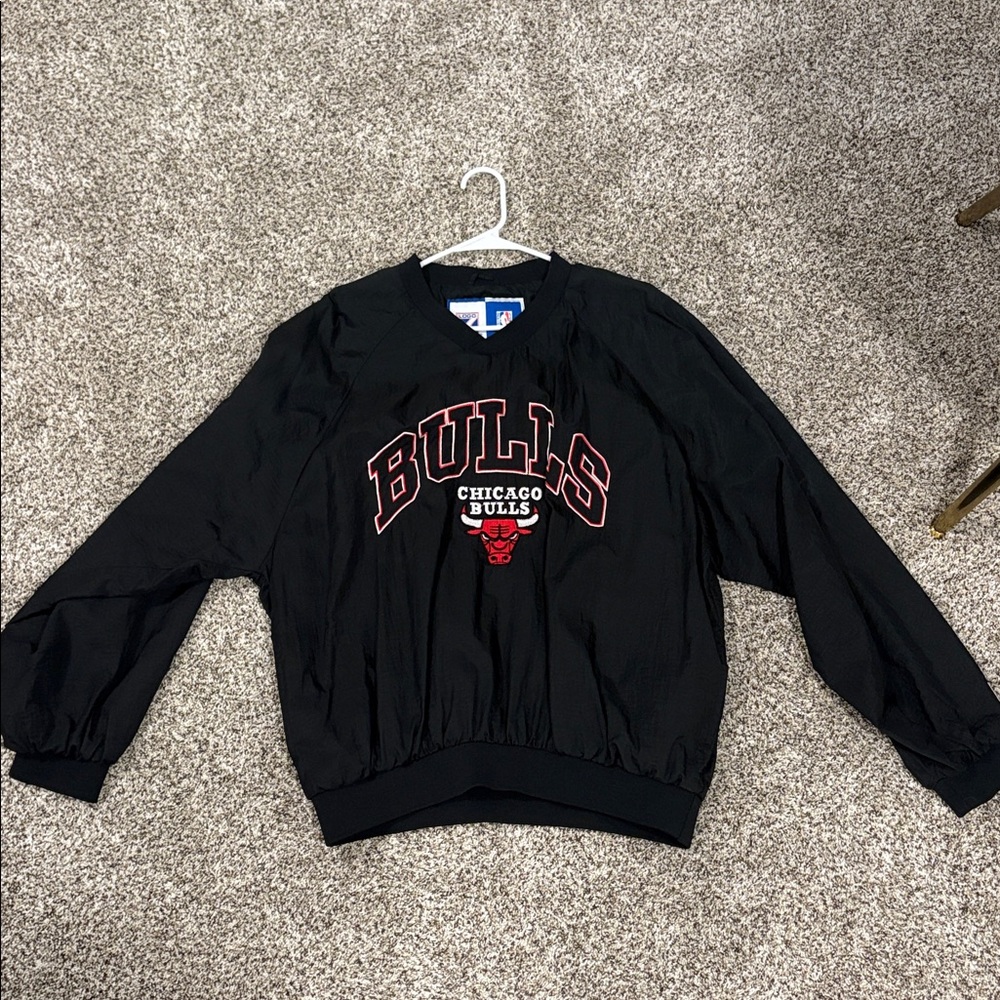 Chicago Bulls vintage Black Pullover windbreaker crew